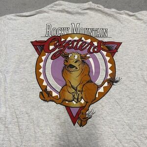 Vintage Rocky Mountain Oysters T Shirt Large Montana Funny Graphic Bill 90s